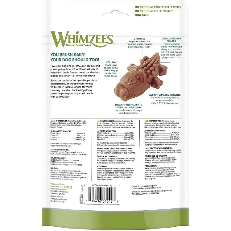 24 Count WHIMZEES® Alligator Daily Dental Treat for Dogs- Size Small