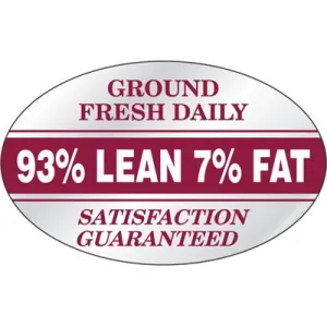 93% Lean Foil Oval Label | Roll of 500