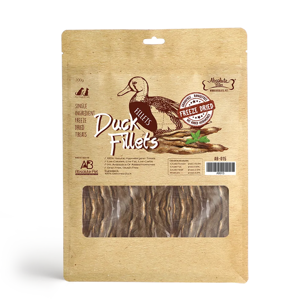 Absolute Bites Dog Freeze-Dried Duck Fillets 200g