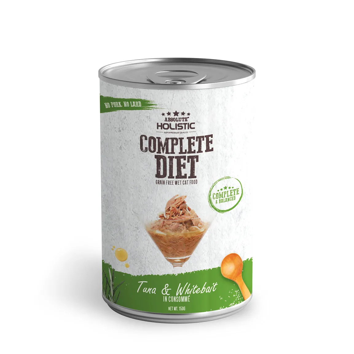 Absolute Holistic Complete Diet Cat Tuna and Whitebait Wet Food 150g x 24