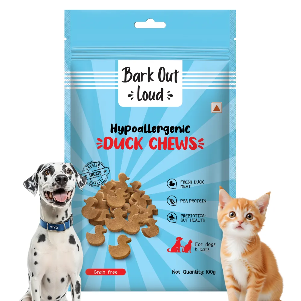 Bark Out Loud Hypoallergenic Duck Meat Treats  for Cats and Dogs