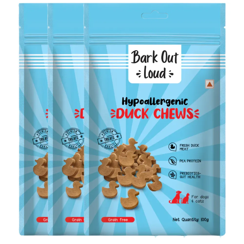 Bark Out Loud Hypoallergenic Duck Meat Treats  for Cats and Dogs