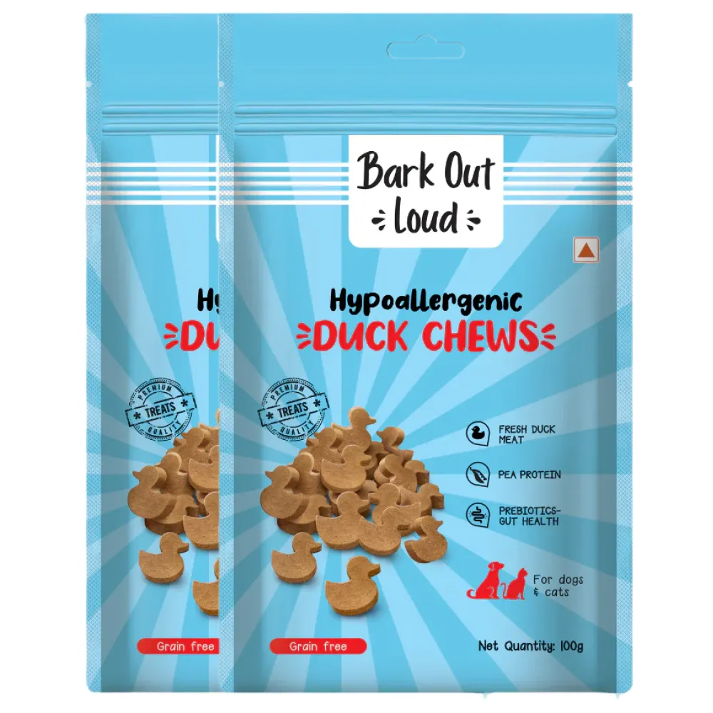 Bark Out Loud Hypoallergenic Duck Meat Treats  for Cats and Dogs