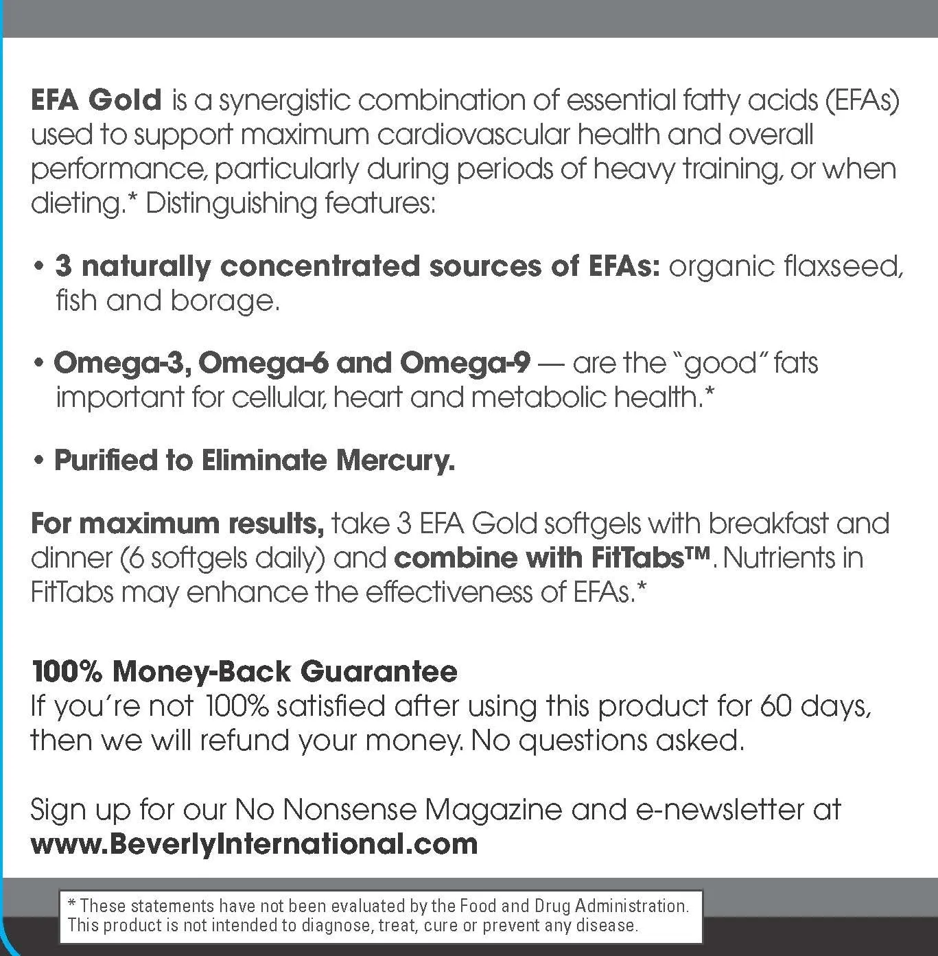 Beverly International EFA Gold, 90 Softgel Capsules. Cool Down Inflammation, Beautify and Protect. High Potency Omega-3s EPA and DHA   Omega 6&9 Fatty Acids. Combination Fish, Flaxseed and Borage oil.