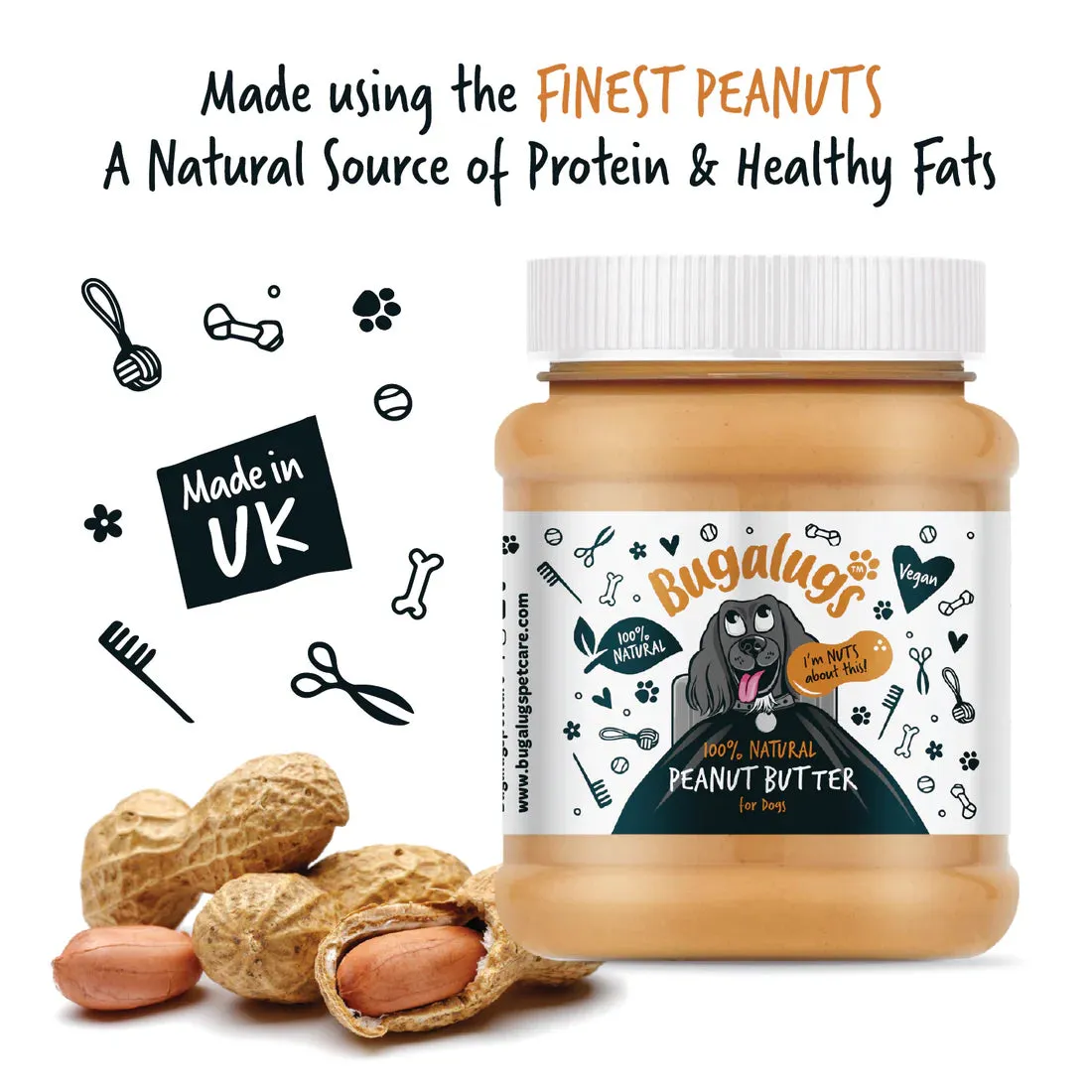 Bugalugs 100% Natural Peanut Butter for Dogs 340g