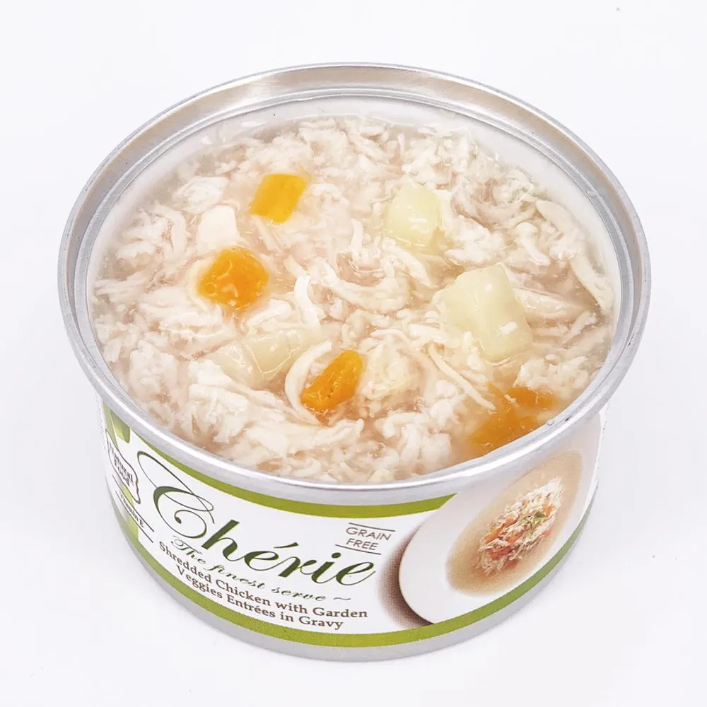 Cherie Shredded Chicken With Garden Veggies Entrees In Gravy Canned Cat Food 80g