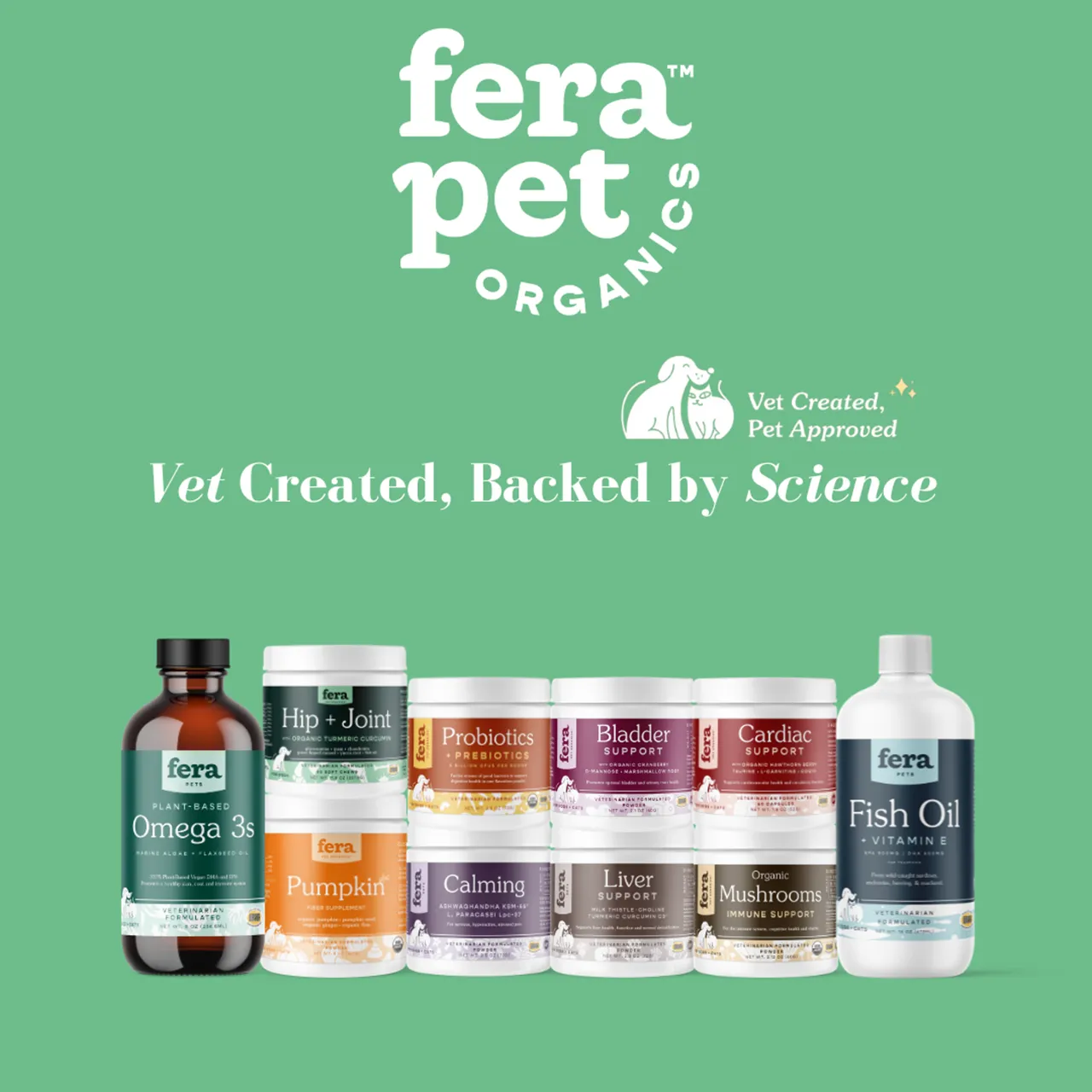 Fera Pet Organics Dog and Cat Supplement, Vegan Omega-3, 6, 9s Algae Oil