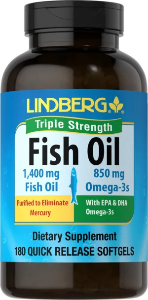 Fish Oil Triple Strength (with Omega-3), 1400 mg, 180 Quick Release Softgels