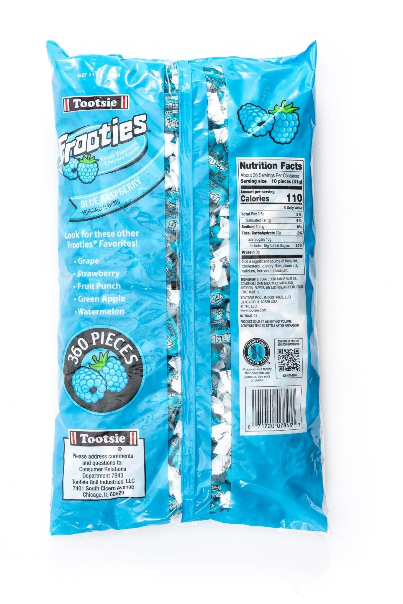 Frooties Blue Raspberry Chewy Candy Bulk Pack (0.11 oz, 360 ct.)