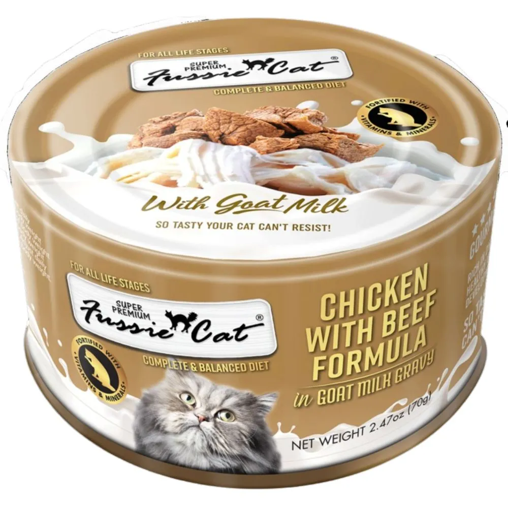 Fussie Cat Chicken Beef in Goat Milk Gravy Wet Cat Food 2.47oz