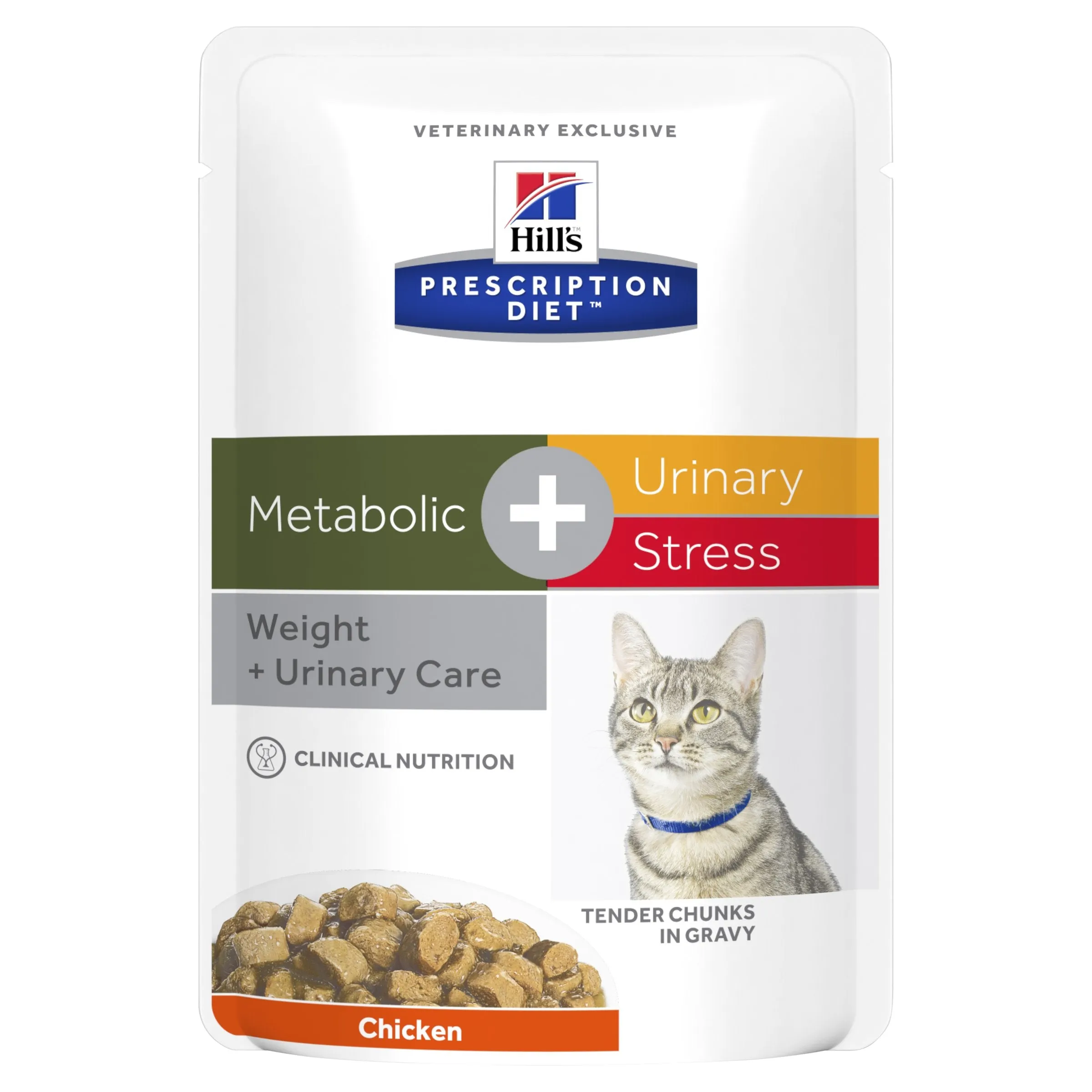 Hills Prescription Diet Cat Urinary Stress Weight and Urinary Care   Metabolic Chicken Wet Food Pouches 85g x 12