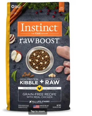 Instinct Raw Boost Grain Free Recipe with Real Chicken Natural Dry Dog Food, 4 lbs.