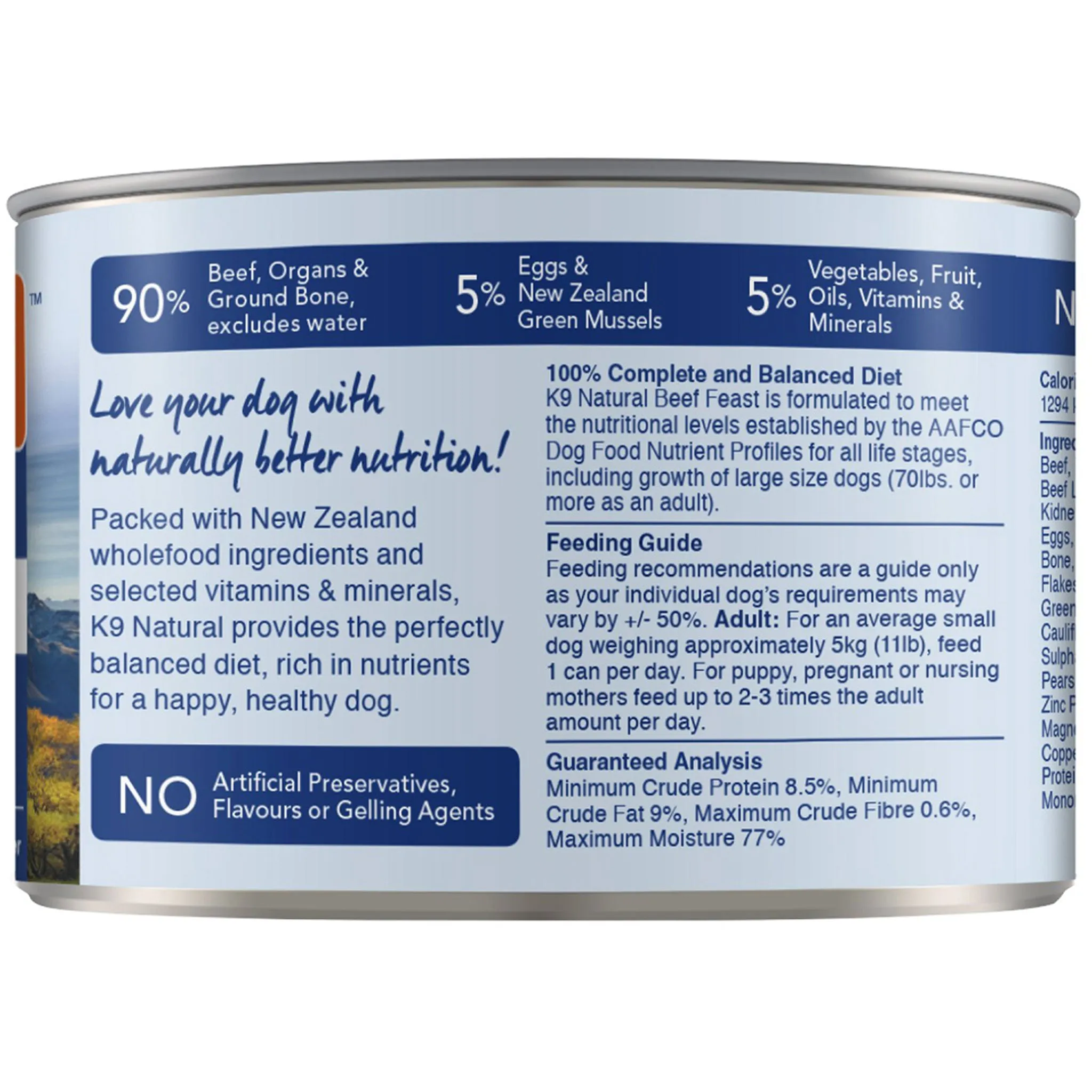 K9 Natural Canned Beef Feast Dog Food - 6oz