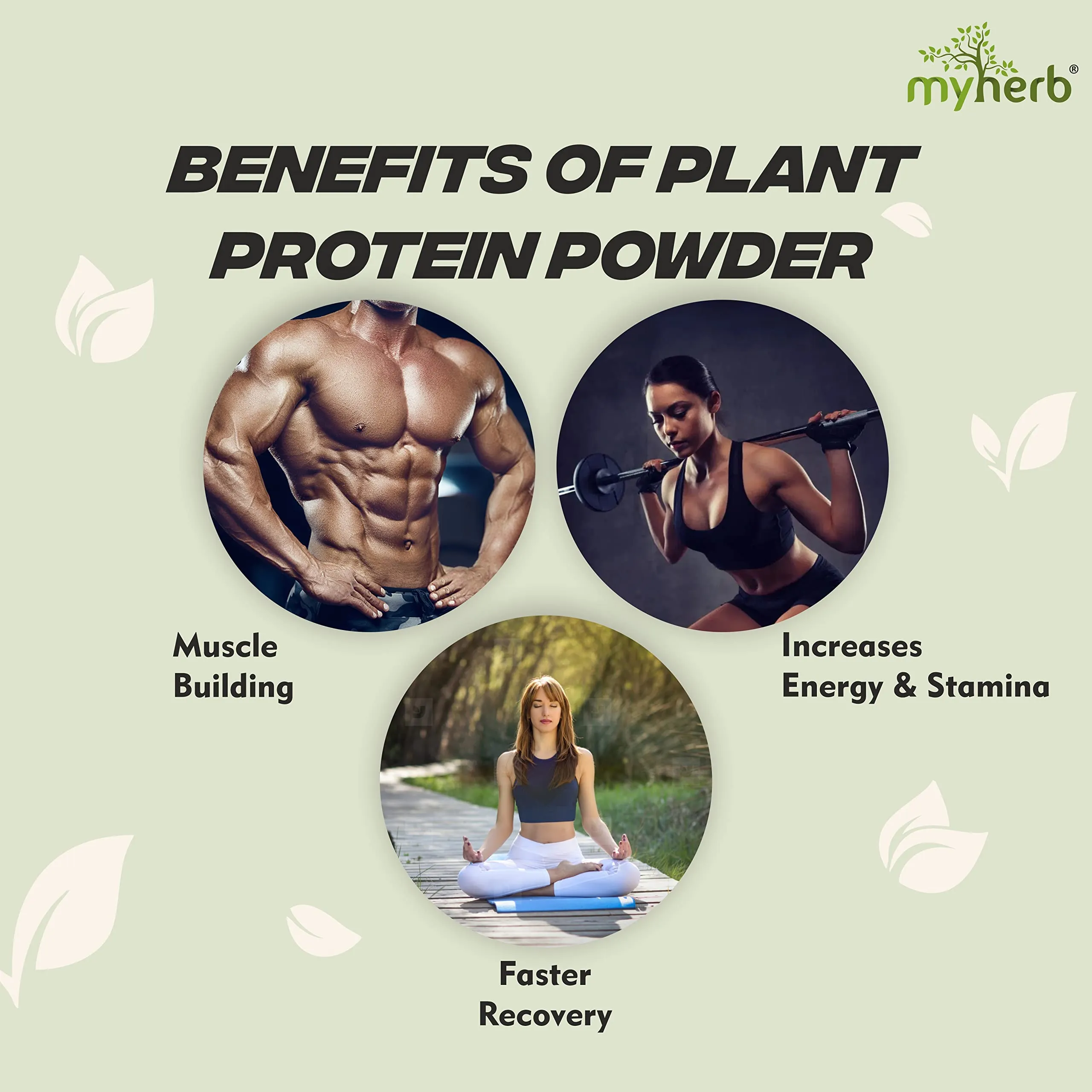 MYHERB Plant Protein Powder | Pea And Brown Rice Protein Powder | Vegan High Protein Powder | 27 gm Protien,21 Vital,6 gm BCCAs | Sugar Free | For Men and Women | Chocolate Flavour (1 Kg)