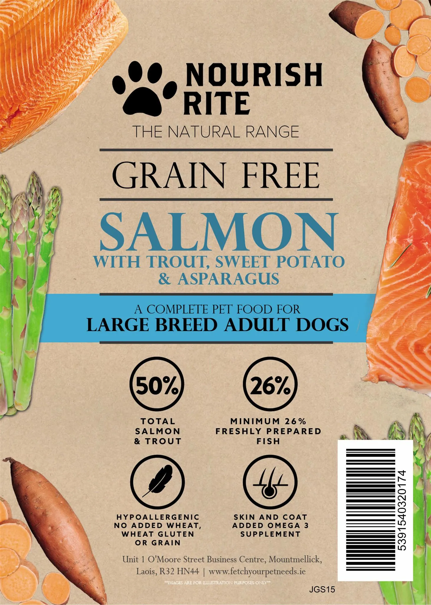 Nourish Rite Grain Free Large Breed Adult Dog Food - Salmon