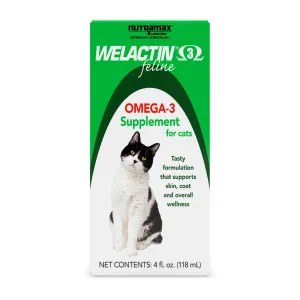 Nutramax Welactin Omega-3 Fish Oil Skin and Coat Health Supplement Liquid For Cats, 4 Ounce