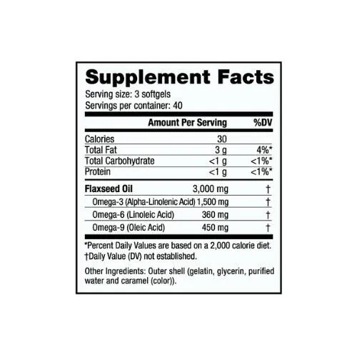 Omega 3.6.9 Flaxseed Oil (1000mg) - 80 Servings Per Container