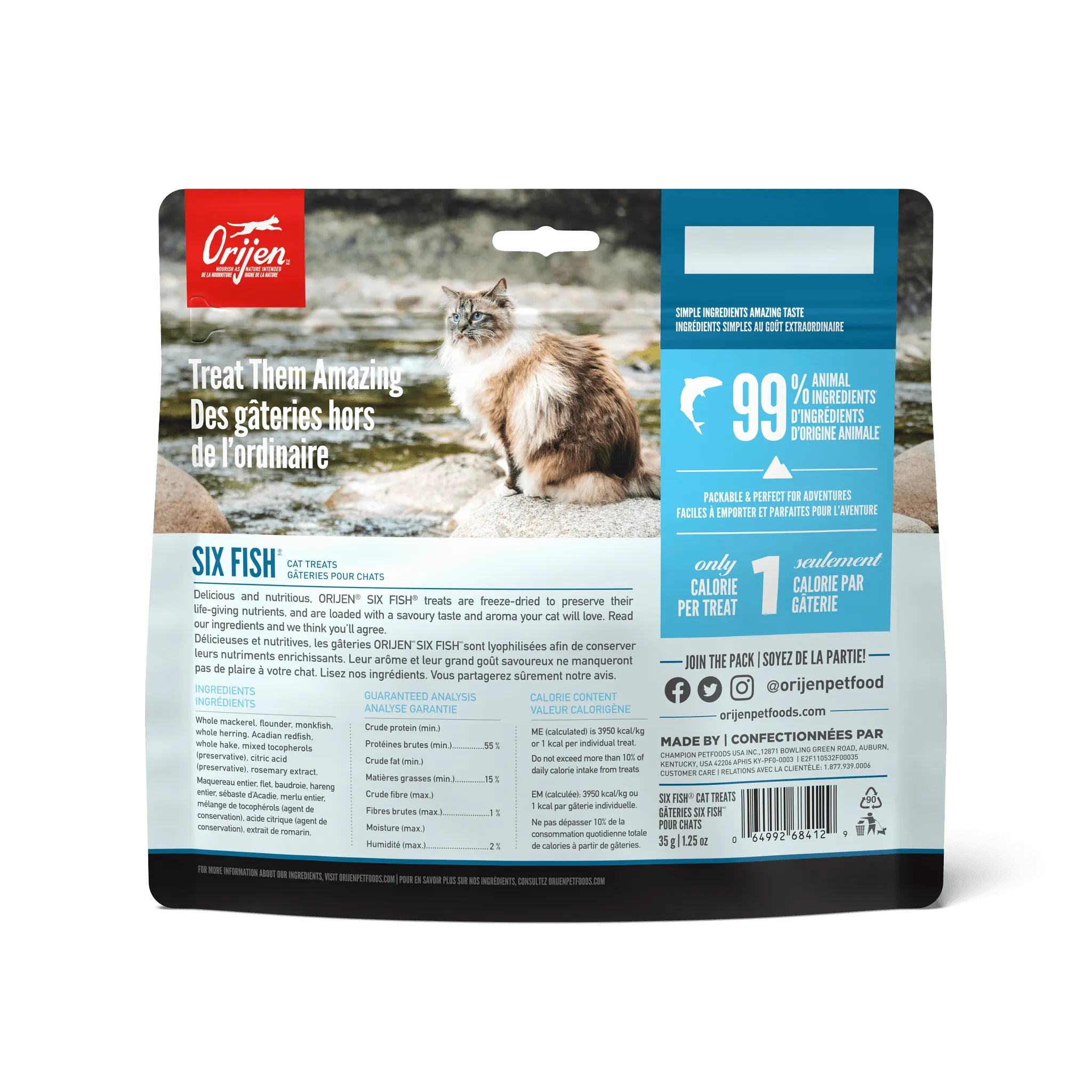 Orijen Freeze-Dried Cat Treats Six Fish