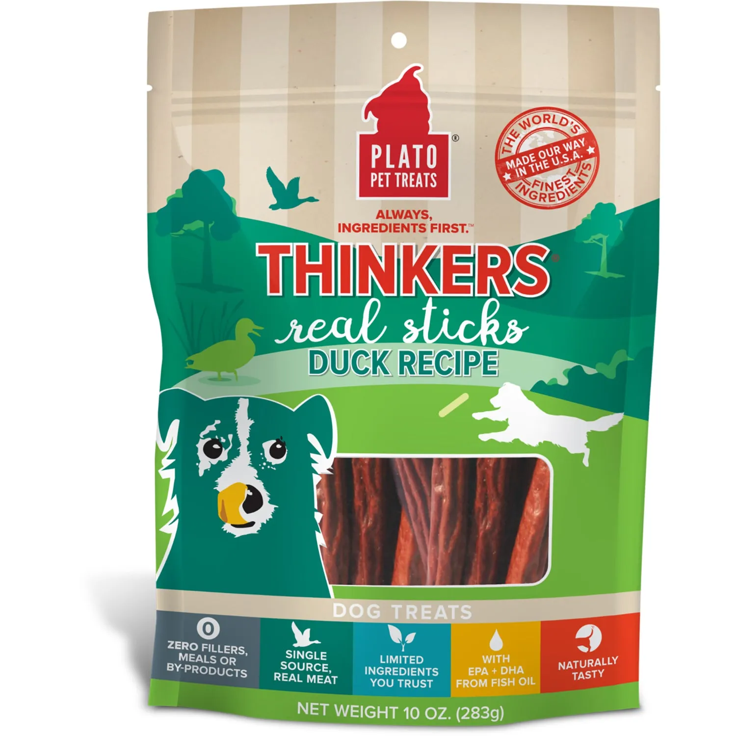 Plato Thinkers Duck Meat Stick Dog Treats