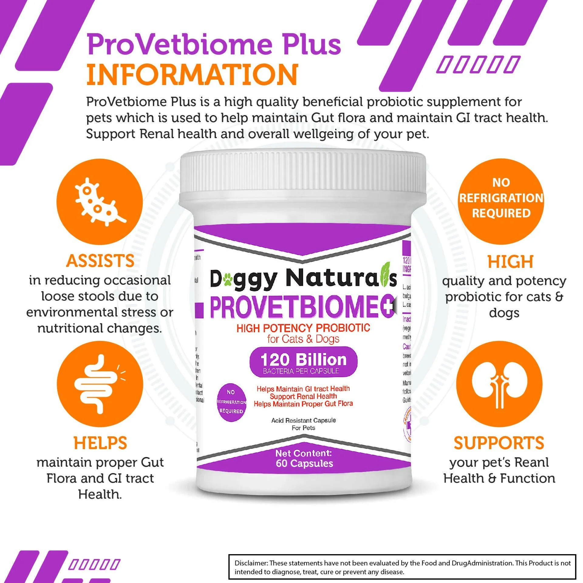 ProVetBiome Plus High Potency Probiotics for Dog & Cat 60 Capsules