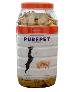 Purepet Chicken Flavour Real Chicken Biscuit Dog Treats Jar, 1kg