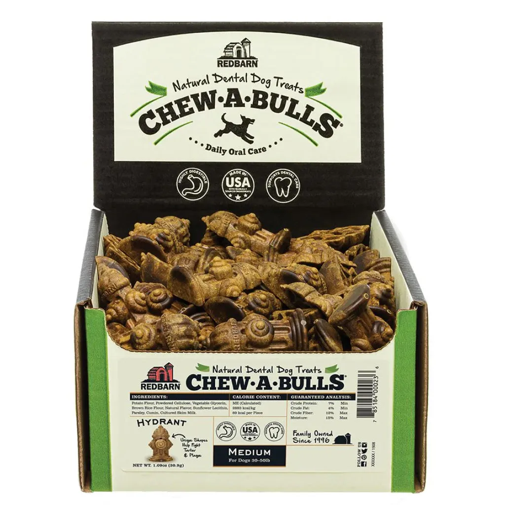 Redbarn Chew-A-Bulls Hydrant Shaped Dental Chews for Dogs