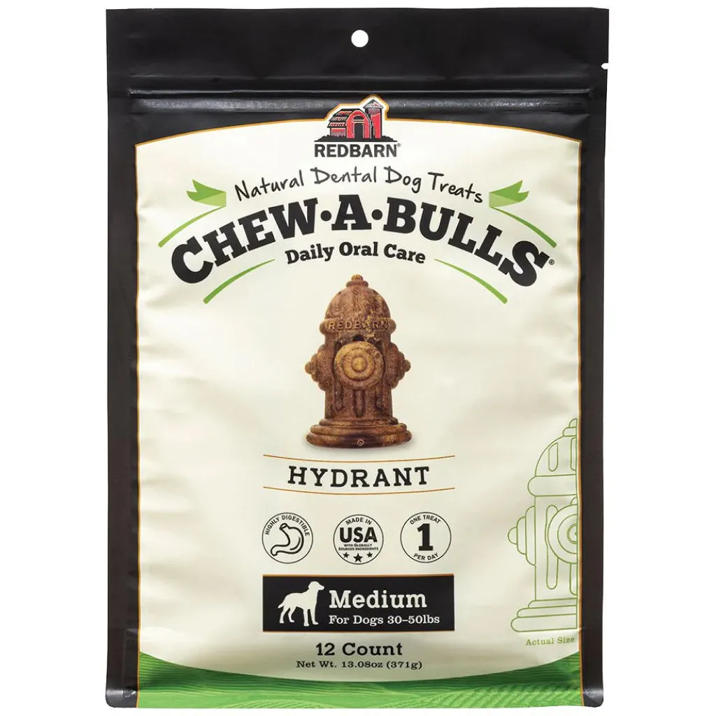 Redbarn Chew-A-Bulls Hydrant Shaped Dental Chews for Dogs