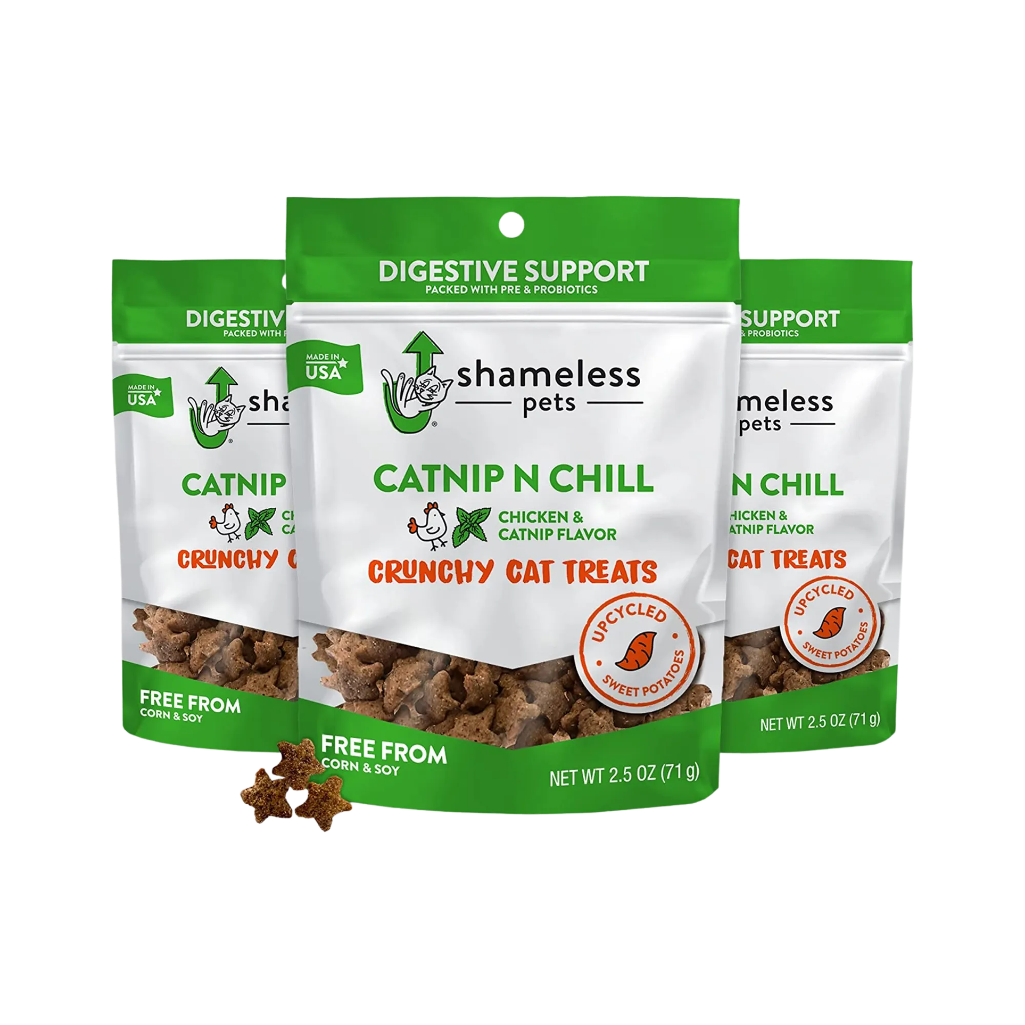 Shameless Pets Crunchy Catnip N Chill Cat Treats, 2.5oz