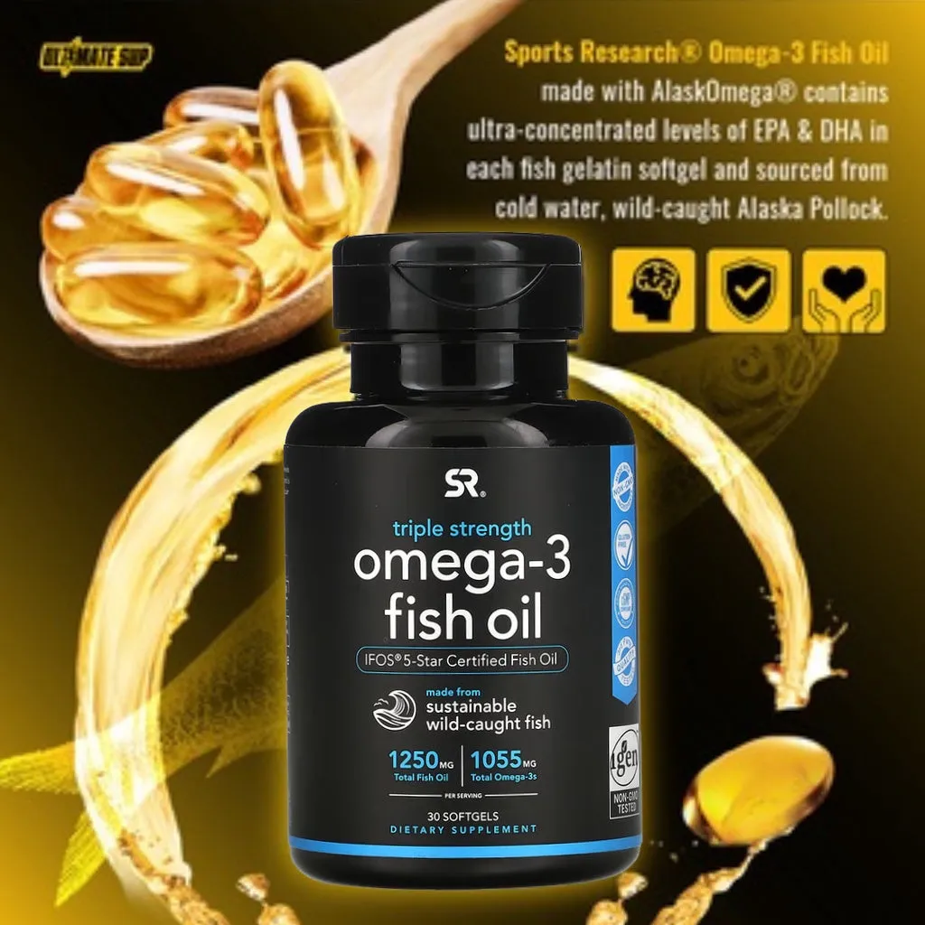 Sports Research, Omega-3 Fish Oil, 1250 mg, 30-180 Softgels