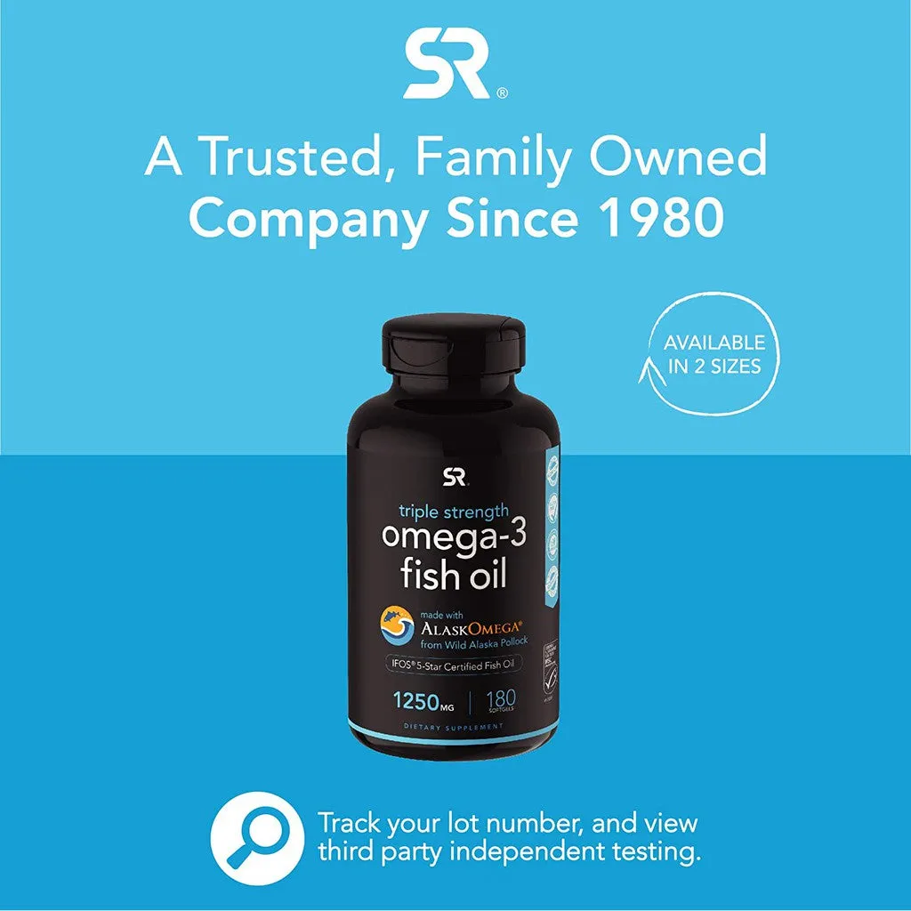 Sports Research, Omega-3 Fish Oil, 1250 mg, 30-180 Softgels