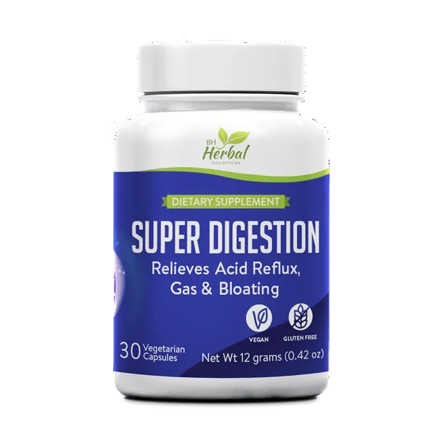 Super Digestion - Natural Digestive Aid - Improve Digestion Naturally - Anti Bloating & Gas Relief Pills - 100% natural and herbal