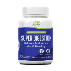 Super Digestion - Natural Digestive Aid - Improve Digestion Naturally - Anti Bloating & Gas Relief Pills - 100% natural and herbal