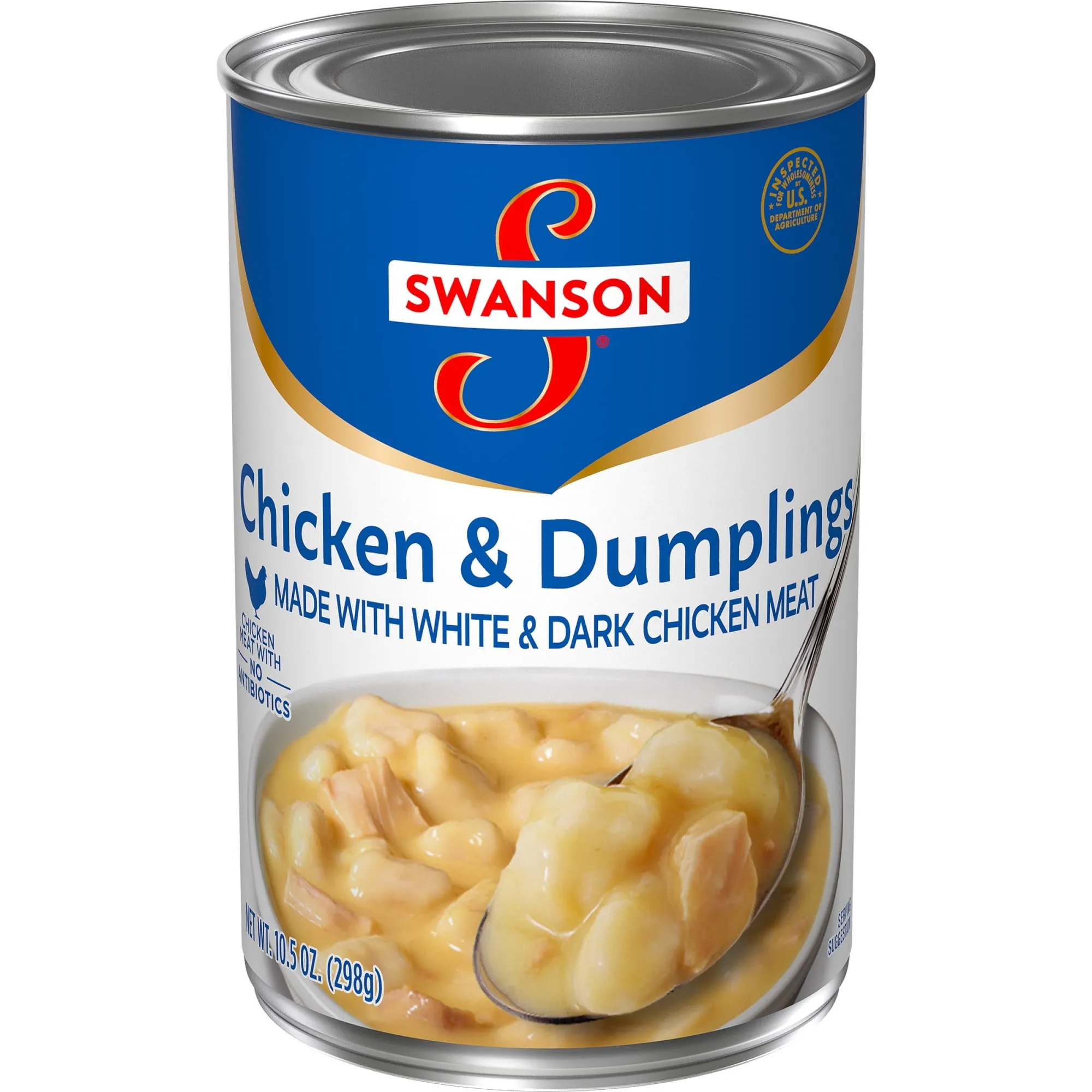 Swanson Canned Chicken and Dumplings with White and Dark Chicken Meat, 10.5 oz Can