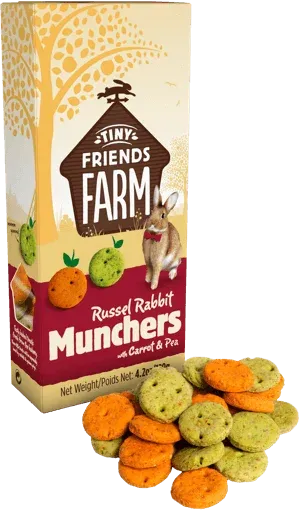 Tiny Friends Farm | Small Pet Treats | Russel Rabbit Munchers with Carrots & Peas - 120g