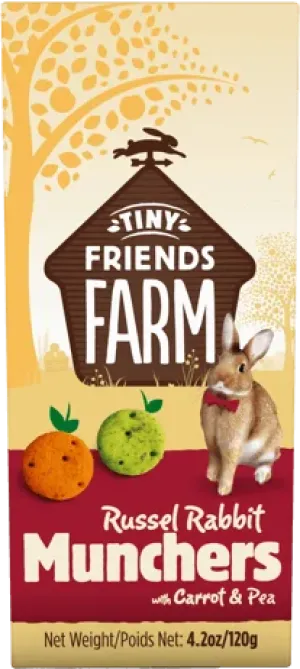 Tiny Friends Farm | Small Pet Treats | Russel Rabbit Munchers with Carrots & Peas - 120g