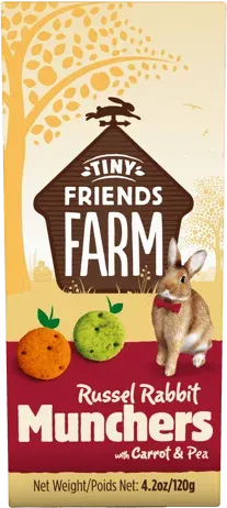 Tiny Friends Farm | Small Pet Treats | Russel Rabbit Munchers with Carrots & Peas - 120g