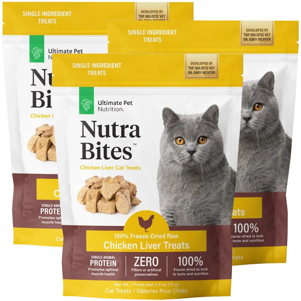 Ultimate Pet Nutrition Nutra Bites Freeze Dried Chicken Liver Cat Treats, 2.5-oz