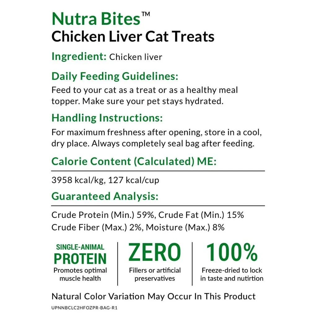 Ultimate Pet Nutrition Nutra Bites Freeze Dried Chicken Liver Cat Treats, 2.5-oz