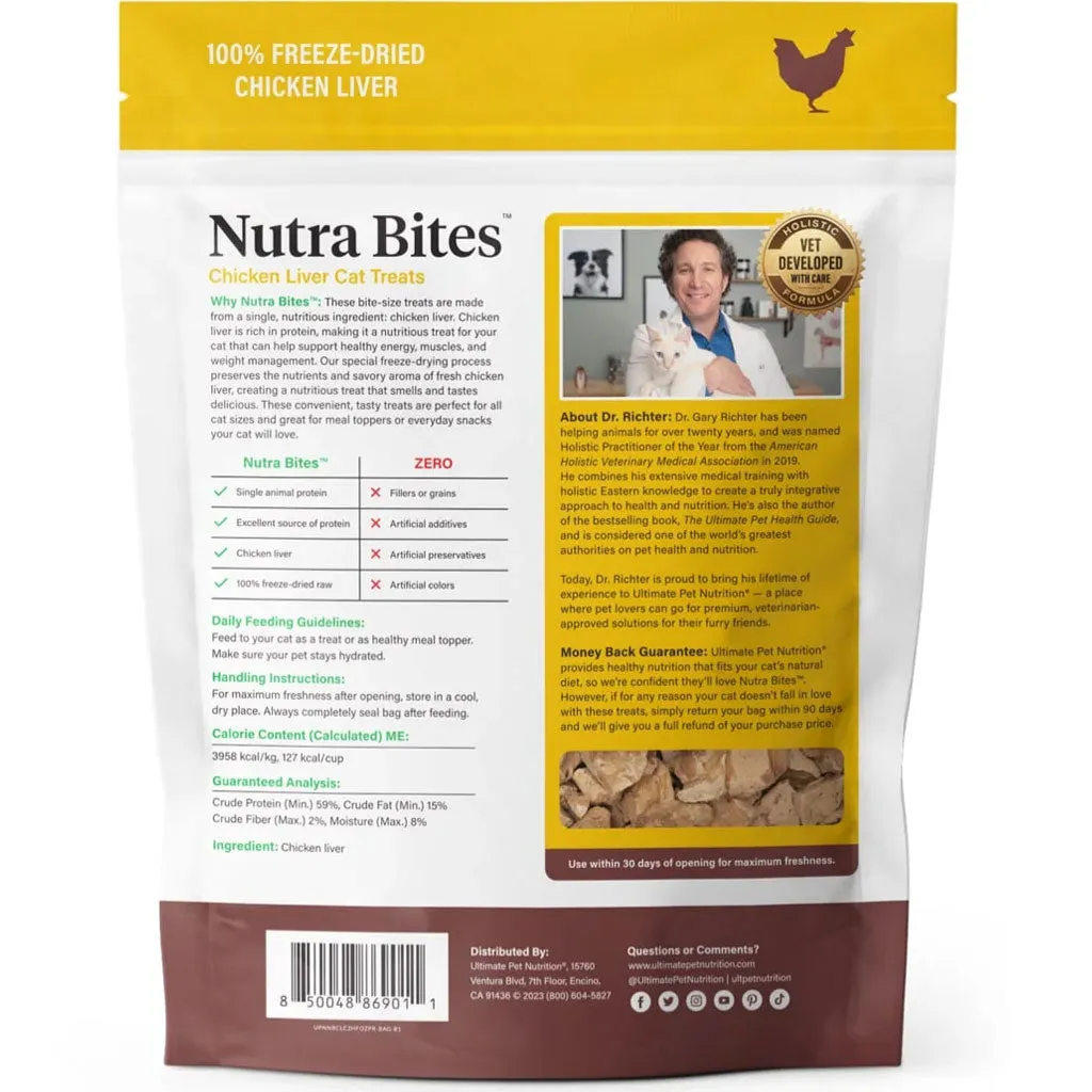 Ultimate Pet Nutrition Nutra Bites Freeze Dried Chicken Liver Cat Treats, 2.5-oz