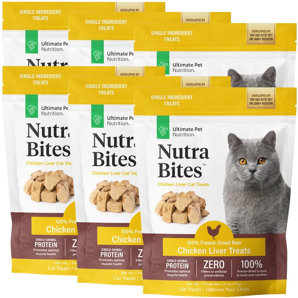 Ultimate Pet Nutrition Nutra Bites Freeze Dried Chicken Liver Cat Treats, 2.5-oz