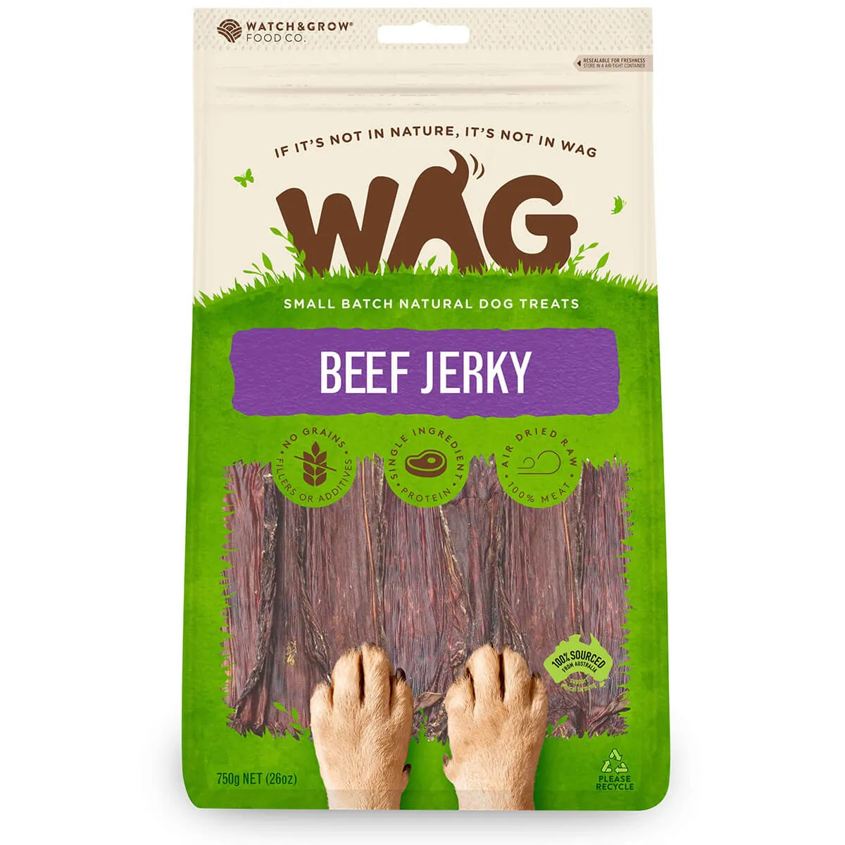 WAG Beef Jerky Dog Treats 750G