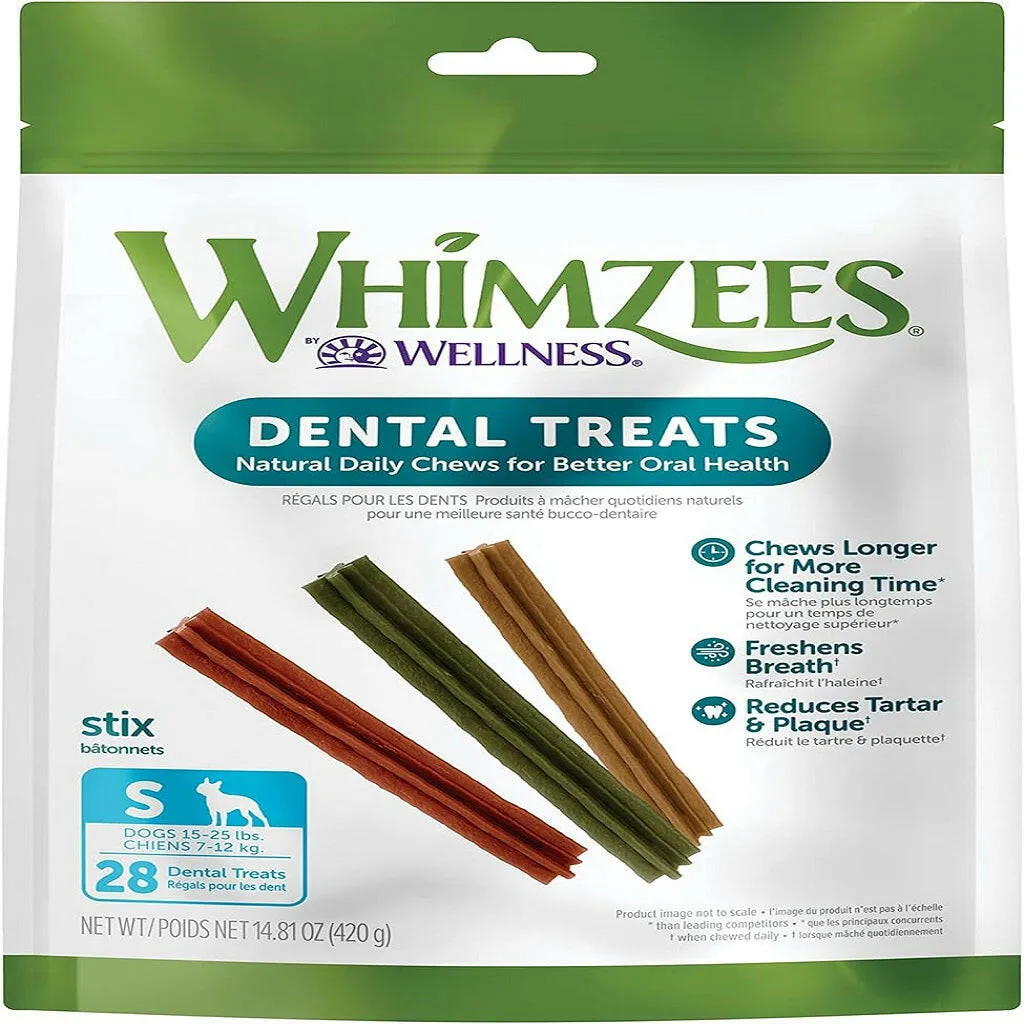 Whimzees by Wellness Stix Natural Grain-Free Dental Chews For Small Breed Dogs (14.8 oz)