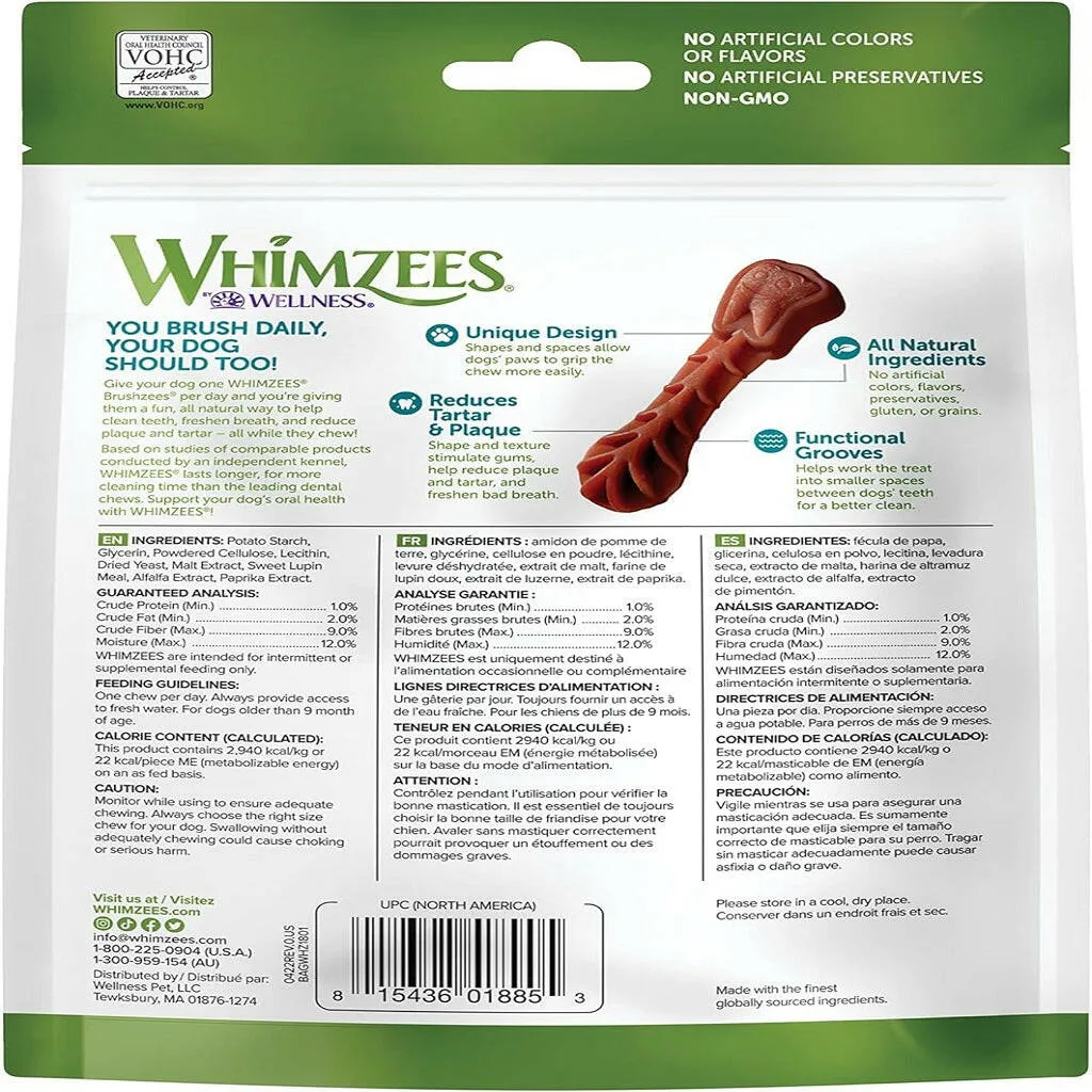 Whimzees Daily Use Pack Dental Treats For Dogs Extra Small Brushzees (7.4 oz)