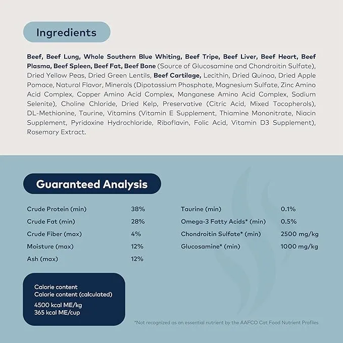 ZiwiPeak Steam & Dried Cat Food - Grass-fed Beef with Southern Blue Whiting Recipe